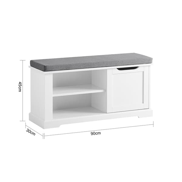 Rootz-kenkien säilytyspenkki - Sisääntulopenkki - Kenkäteline pehmusteella - Säädettävä hylly - Naarmuuntumaton - 90 cm x 45 cm x 30 cm