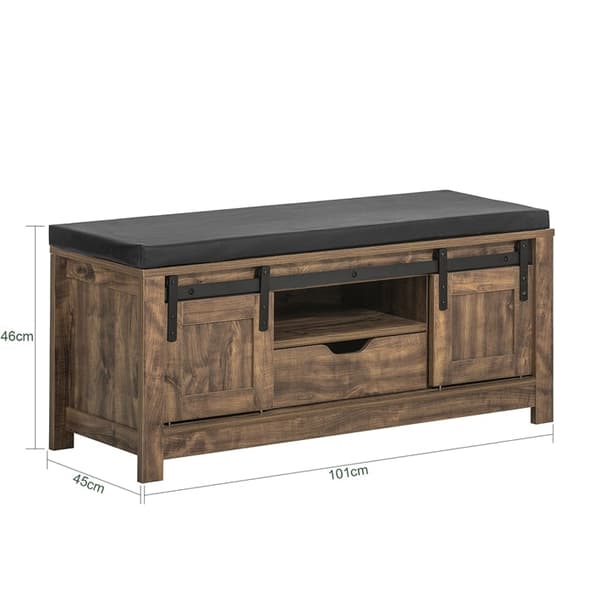 Rootz Skoförvaringsbänk - Entréorganisator - Skoskåp - Justerbara hyllor - Bekväm kudde - Mångsidig användning - 101cm x 46cm x 45cm