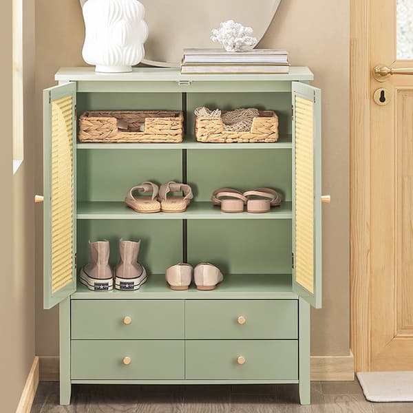 Rootz Modern Skoskåp Skänk - Hallgarderob - Kommod - MDF-material - Luftgenomsläppliga gallerdörrar - Justerbara hyllor - Rymlig förvaring - 70cm x 90