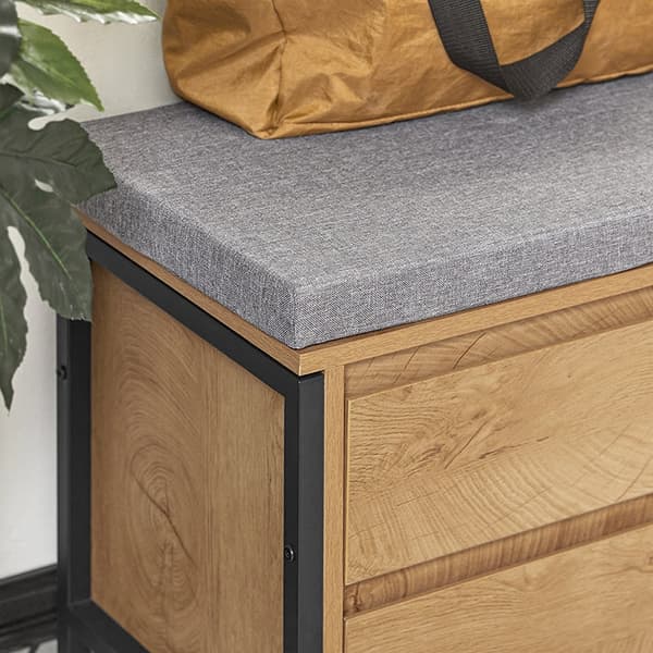 Rootz-kenkäkaappi ja penkki - Säilytysjärjestelmä - Eteisen penkki - Kenkäteline - Teollinen muotoilu - MDF ja metalli - 110cm x 45cm x 35cm