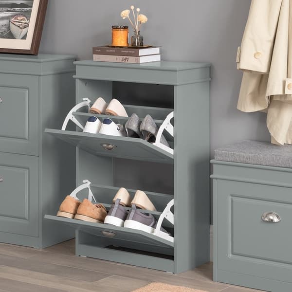 Rootz Skoskåp med 2 flikar - Skotippare - Skoorganisator - FSC-certifierad - Väggfästbar - 100 % återvinningsbar förpackning - 53cm x 82cm x 24cm