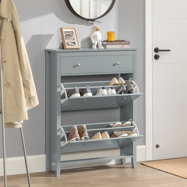 Rootz Skoskab med 2 klapper - Skovipper - Skokommode - Rummelig opbevaring - Ridsefast - Dekorativ skærmoverflade - 80 cm x 108 cm x 25 cm