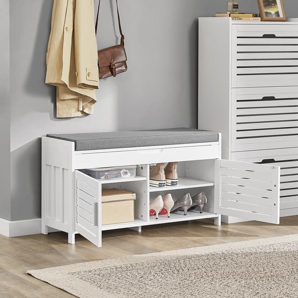 Rootz Shoe Storage Bänk - Entrébänk - Hall Organizer - Justerbara hyllor - Extra sittplatser - Kompakt design - 90cm x 50cm x 33cm