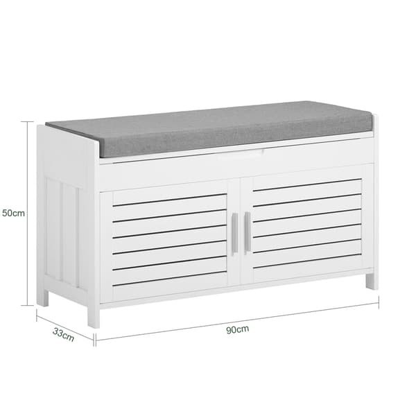 Rootz Shoe Storage Bänk - Entrébänk - Hall Organizer - Justerbara hyllor - Extra sittplatser - Kompakt design - 90cm x 50cm x 33cm