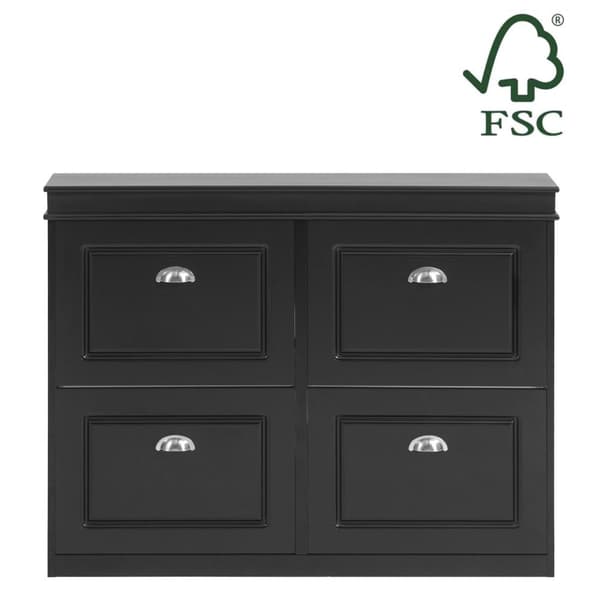 Rootz skovippeskab - Skoopbevaringsorganer - Skokommode - FSC-certificeret - Robust og sikker - Kan monteres på væggen - 105cm x 82cm x 24cm - Sort