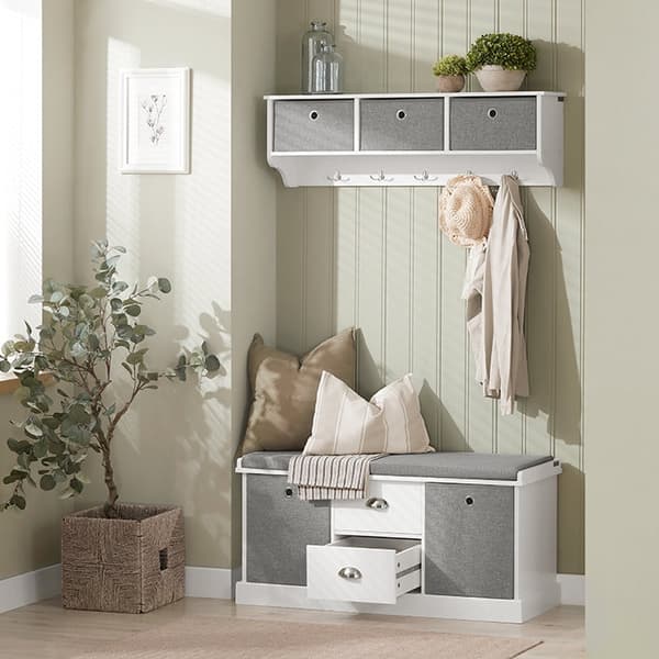 Rootz-kenkien säilytyspenkki - Sisääntulon järjestäjä - Kenkäteline - Mukavat istuimet - Irrotettavat korit - Kestävä MDF-rakenne - 100cm x 50cm x 35c