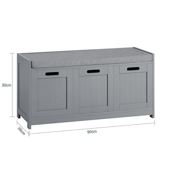 Rootz-etupenkki kenkäsäilytyksellä - Kenkäkaappi - Sisääntulon järjestäjä - Mukava pehmustettu istuin - Irrotettava tyyny - MDF-rakenne - 90cm x 45cm