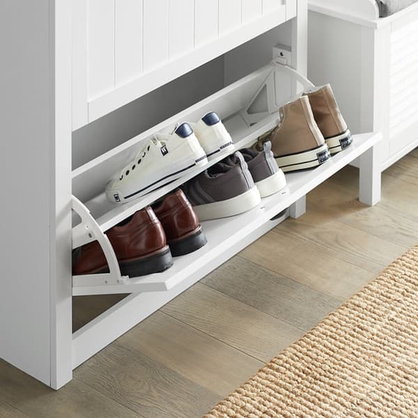Rootz hvidt skoskab med 2 klapper - Skovipper - Skokommode - Robust MDF-konstruktion - Ekstra opbevaringsrum - Kan monteres på væggen - 80 cm x 110 cm