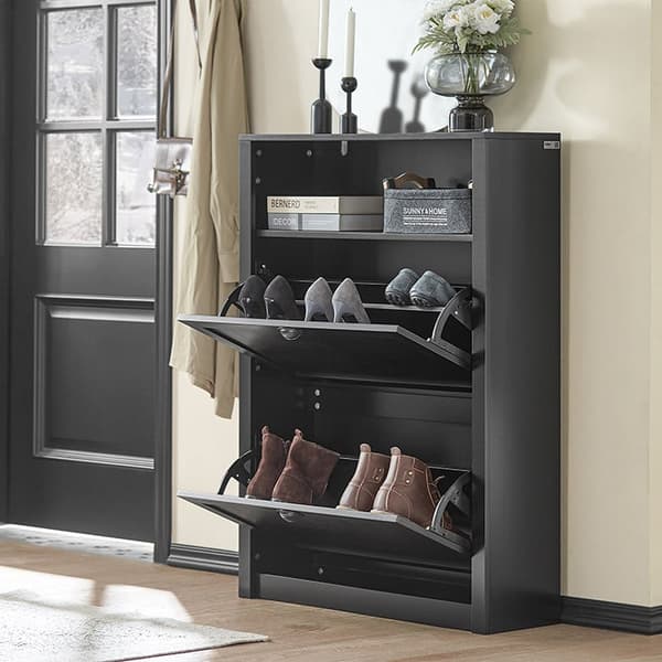 Rootz Skoskab med 2 klapper - Skovipper - Skokommode - Robust MDF-konstruktion - Ekstra opbevaringsrum - Kan monteres på væggen - 80 cm x 110 cm x 24