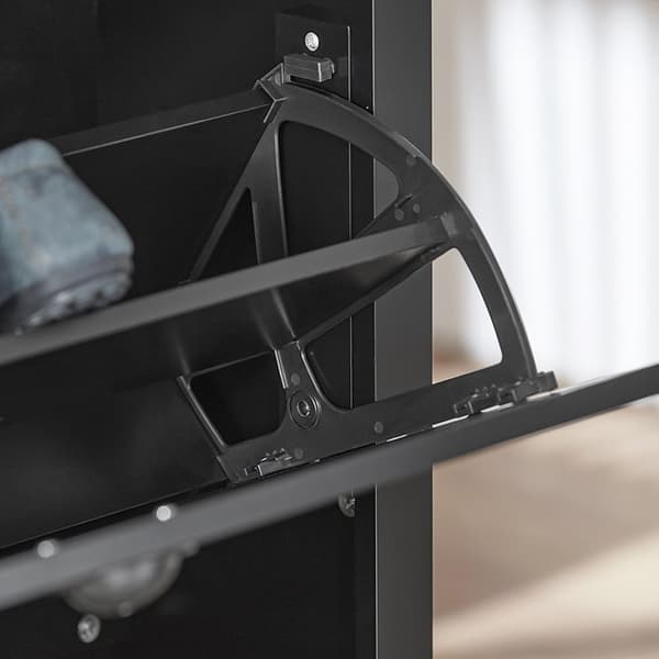 Rootz Skoskab med 2 klapper - Skovipper - Skokommode - Robust MDF-konstruktion - Ekstra opbevaringsrum - Kan monteres på væggen - 80 cm x 110 cm x 24