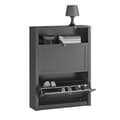 Miniatyrbillede 1 af 8: Rootz Skoskab med 2 klapper - Skovipper - Skokommode - Robust MDF-konstruktion - Ekstra opbevaringsrum - Kan monteres på væggen - 80 cm x 110 cm x 24