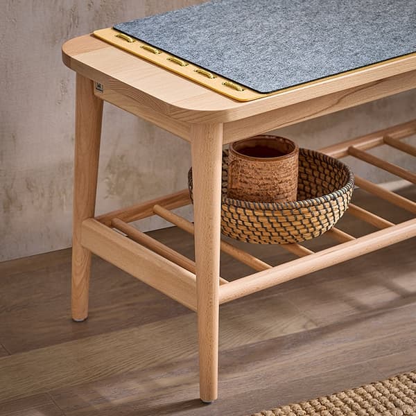 Rootz Skobænk med Opbevaring - Entrébænk - Skostativ - Håndværk af stangled - Nem montering - Miljøvenlige materialer - 110 cm x 44 cm x 37 cm