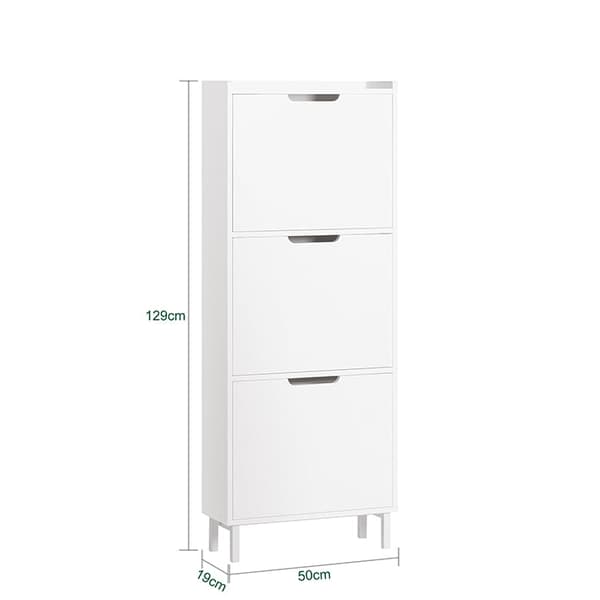 Rootz skovippeskab - Skoopbevaring - Skoopbevaring - Pladsbesparende design - Alsidig opbevaring - Forbedret stabilitet - Hvid - 50 cm x 129 cm x 19 c
