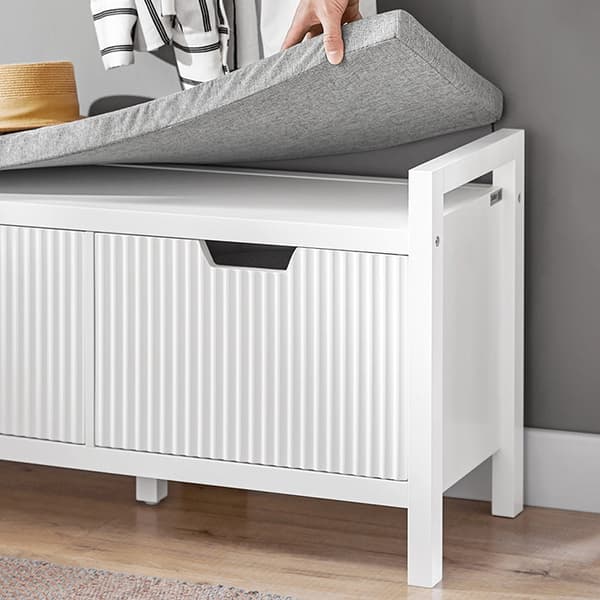 Rootz Shoe Opbevaringsbænk - Entrésæde - Skoorganisator - Komfortabel pude - Alsidig hvid - 91 cm x 50 cm x 30 cm