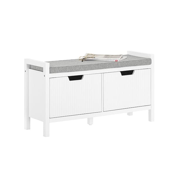 Rootz Shoe Opbevaringsbænk - Entrésæde - Skoorganisator - Komfortabel pude - Alsidig hvid - 91 cm x 50 cm x 30 cm