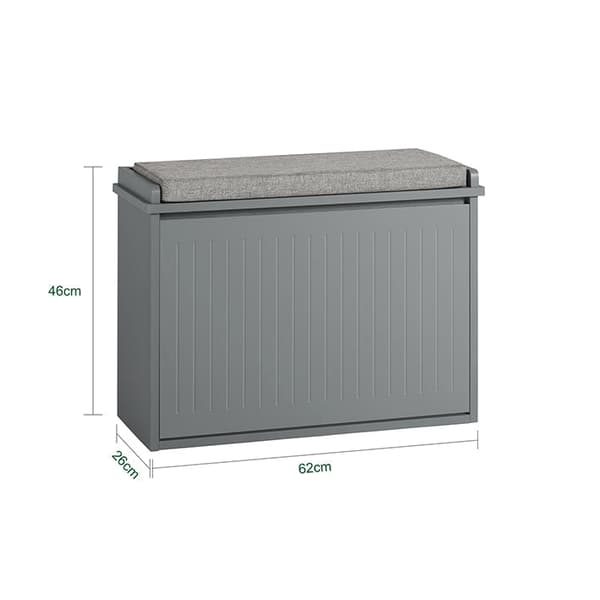 Rootz skoskabsbænk - skovipper - Skoopbevaring med sæde - Pladsbesparende design - Ridsefri filtsvævefly - Lysegrå - 62cm x 46cm x 26cm
