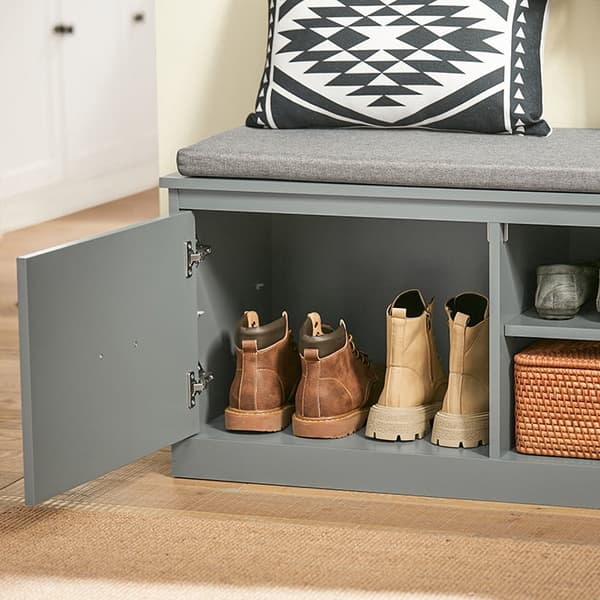 Rootz skobænk med opbevaring - Entrébænk - Skoorganisator - Polstret sæde - Flytbare hylder - Pladsbesparende design - 100 cm x 48 cm x 38 cm