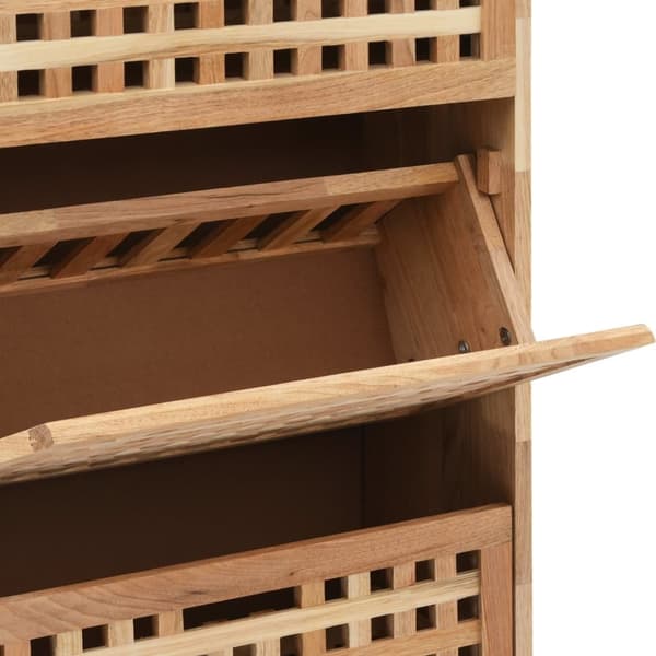 The Living Store skoskab 55x20x104 cm massivt valnøddetræ -  Skoopbevaring