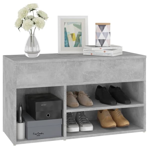 The Living Store Skobänk betonggrå 80x30x45 cm spånskiva -  Skoställ & skohyllor