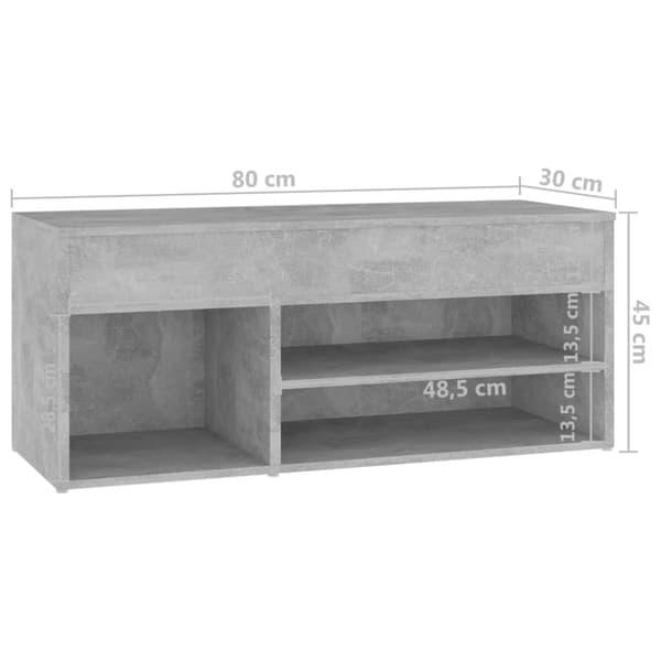 The Living Store Skobänk betonggrå 80x30x45 cm spånskiva -  Skoställ & skohyllor