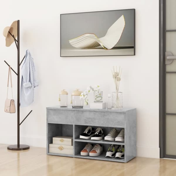The Living Store Skobänk betonggrå 80x30x45 cm spånskiva -  Skoställ & skohyllor
