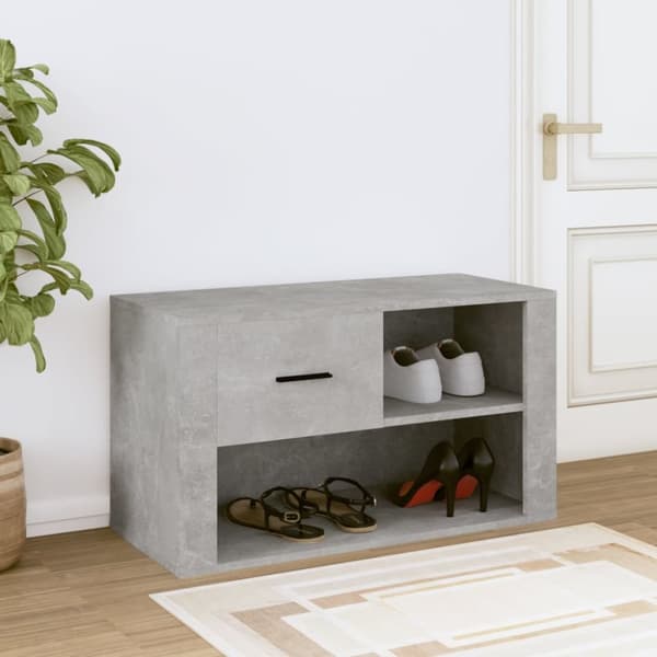 The Living Store skoreol 80x35x45 cm konstrueret træ betongrå -  Skoopbevaring