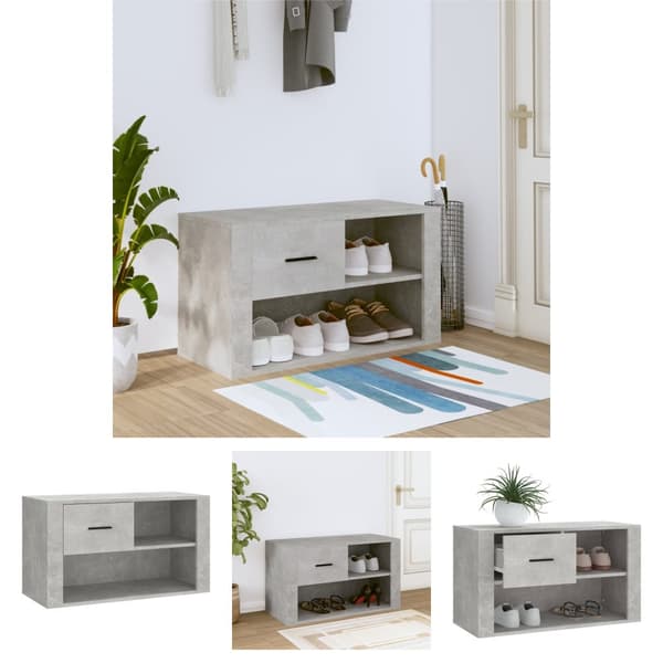 The Living Store Kenkäkaappi betoninharmaa 80x35x45 cm tekninen puu -  Kenkähyllyt & -telineet