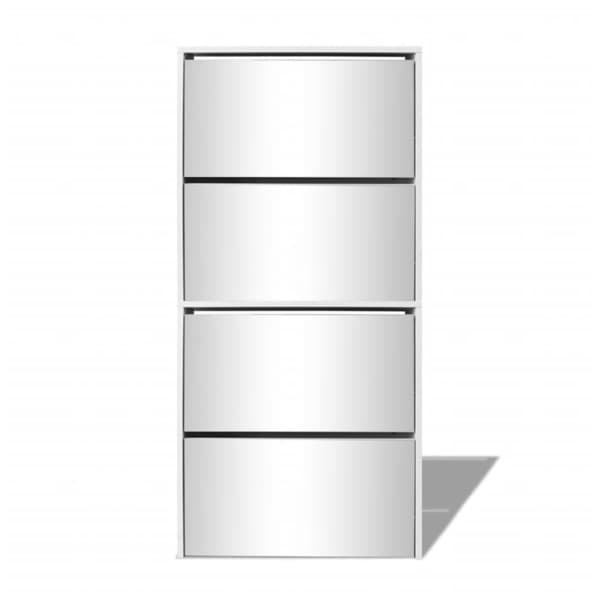 The Living Store skoskab 4 rum spejl hvid 63 x 17 x 134 cm -  Skoopbevaring