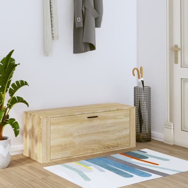 The Living Store væghængt skoskab 100x35x38 cm konstrueret træ Sonoma-eg -  Skoopbevaring