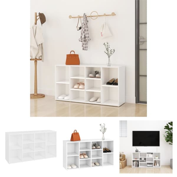 The Living Store Kenkien säilytyspenkki valkoinen 103x30x54,5 cm tekninen puu -  Kenkähyllyt & -telineet