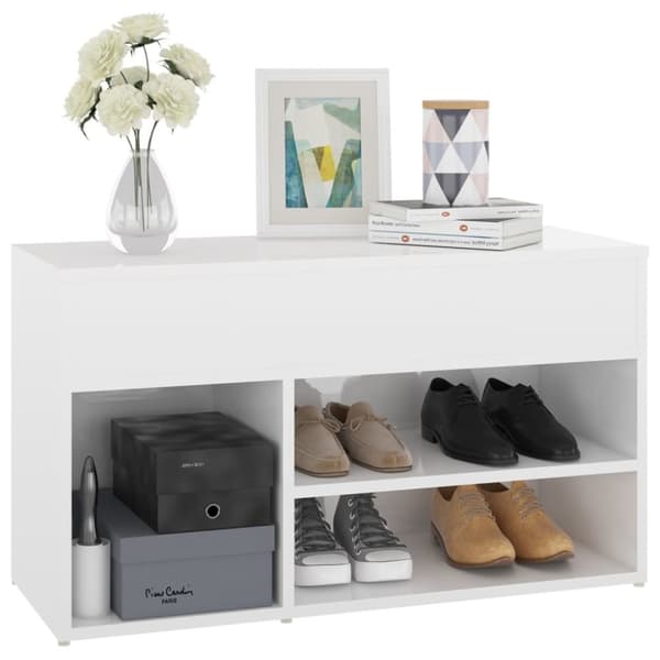 The Living Store skoreol 80x30x45 cm spånplade hvid højglans -  Skoopbevaring