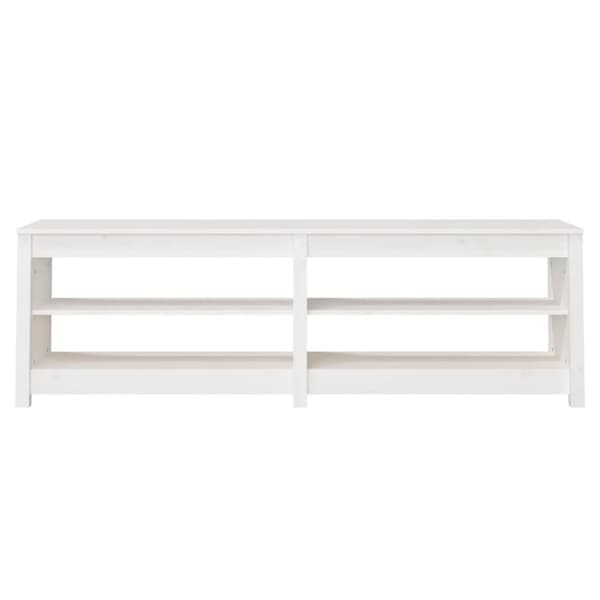 The Living Store skobænk 160x36,5x50 cm massivt fyrretræ hvid - Skoopbevaring