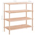 Miniatyrbillede 7 af 7: The Living Store skoreol med 4 hylder massivt grantræ -  Skoopbevaring