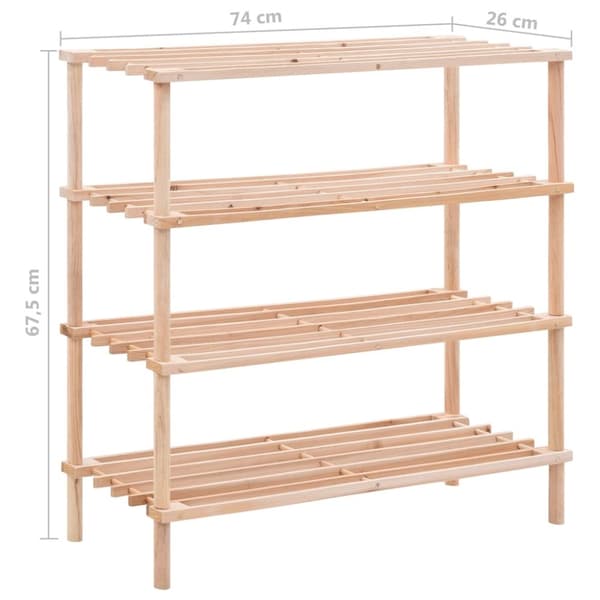 The Living Store skoreol med 4 hylder massivt grantræ -  Skoopbevaring