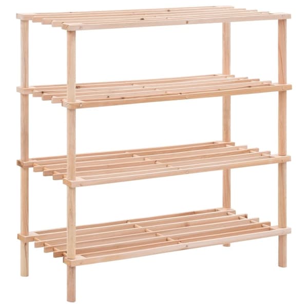 The Living Store skoreol med 4 hylder massivt grantræ -  Skoopbevaring