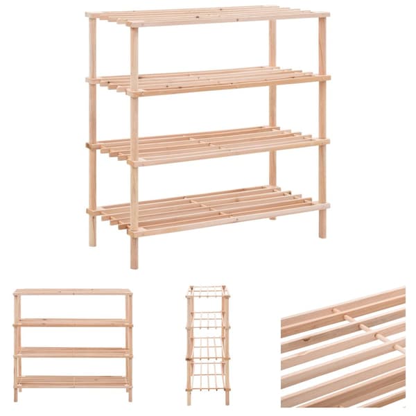 The Living Store Skohyllor 4 hyllplan massivt granträ -  Skoställ & skohyllor
