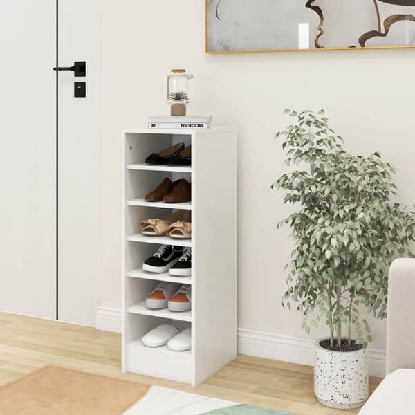 The Living Store Skoskåp vit 31,5x35x90 cm konstruerat trä -  Skoställ & skohyllor