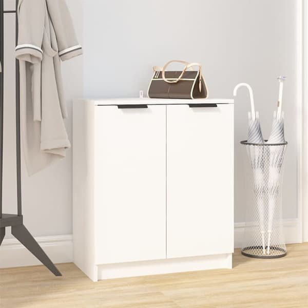 The Living Store Skoskåp vit 59x35x70 cm konstruerat trä - Skoställ & skohyllor