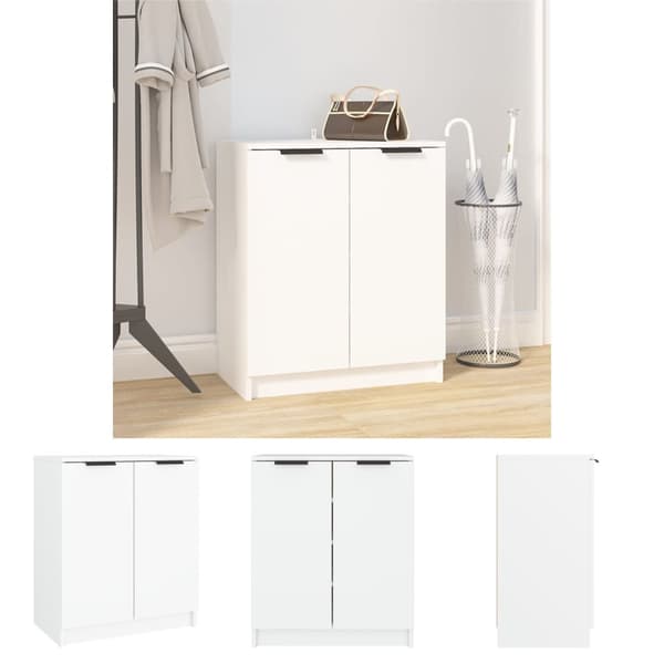 The Living Store Skoskåp vit 59x35x70 cm konstruerat trä - Skoställ & skohyllor