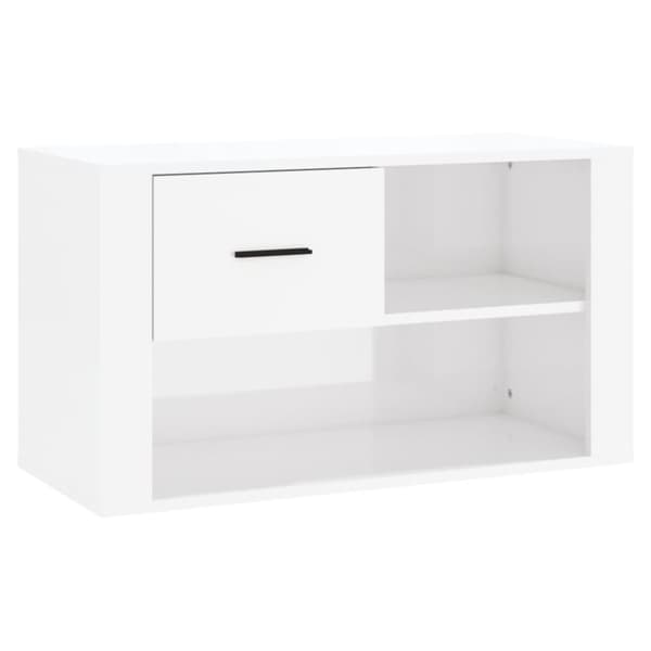 The Living Store skoreol 80x35x45 cm konstrueret træ hvid højglans -  Skoopbevaring