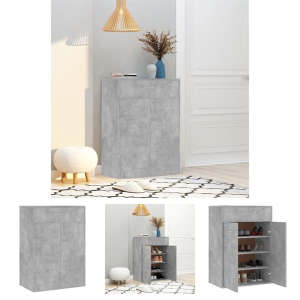 The Living Store skoskab 60x35x84 cm konstrueret træ betongrå - Skoopbevaring