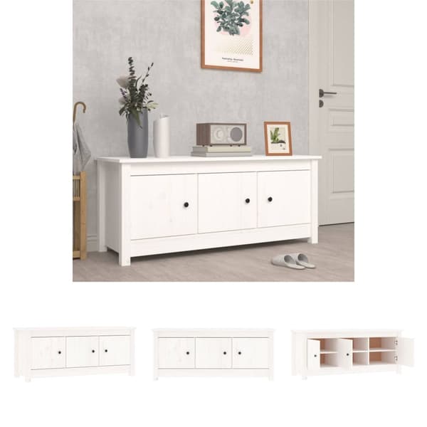 The Living Store skoreol 110x38x45,5 cm massivt fyrretræ hvid - Skoopbevaring