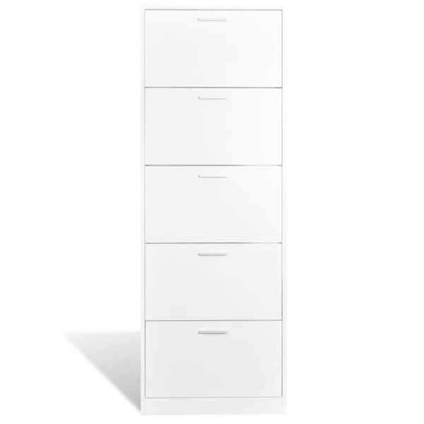 The Living Store skoskab med 5 rum træ hvid -  Skoopbevaring