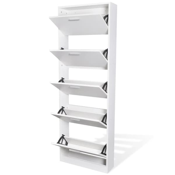 The Living Store skoskab med 5 rum træ hvid -  Skoopbevaring