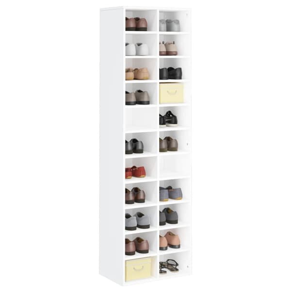 The Living Store skoreol 54x34x183 cm konstrueret træ hvid -  Skoopbevaring