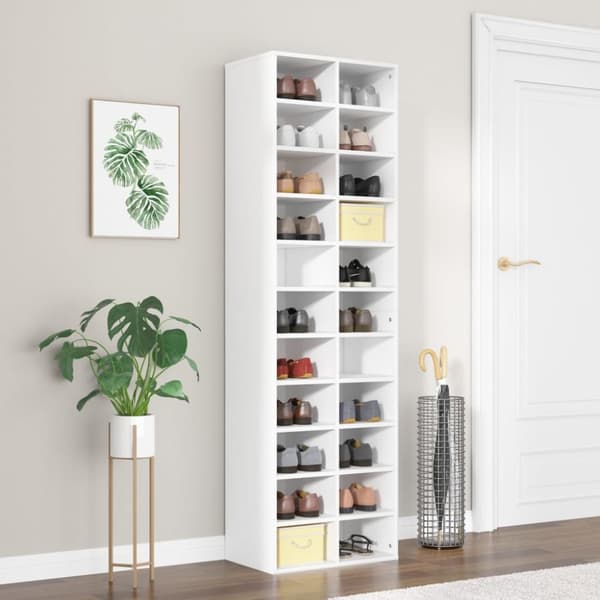 The Living Store skoreol 54x34x183 cm konstrueret træ hvid -  Skoopbevaring