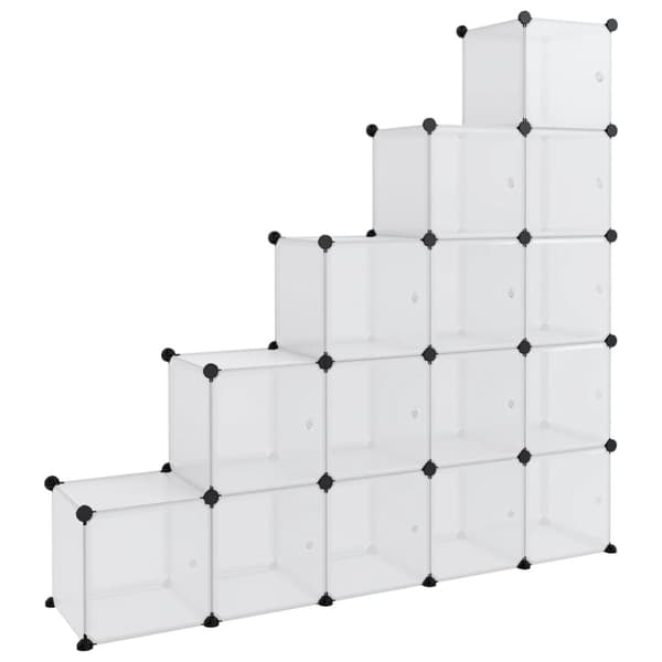 The Living Store kubeformede opbevaringskasser 15 stk. med låger PP transparent -  Skoopbevaring