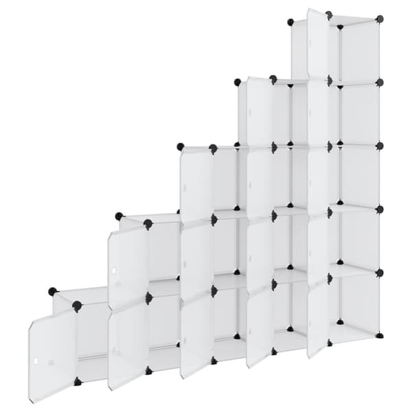 The Living Store kubeformede opbevaringskasser 15 stk. med låger PP transparent -  Skoopbevaring