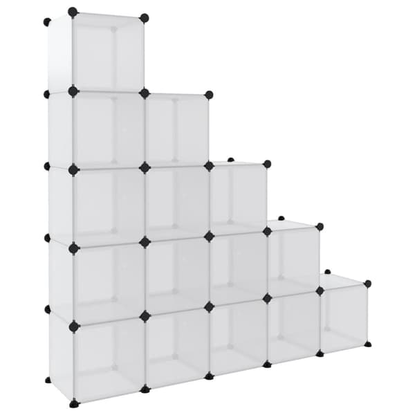 The Living Store kubeformede opbevaringskasser 15 stk. med låger PP transparent -  Skoopbevaring