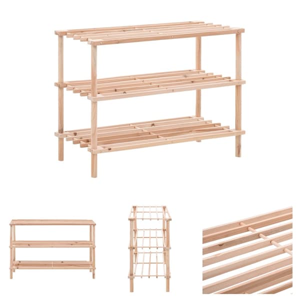 The Living Store Skohyllor 3 hyllplan massivt granträ - Skoställ & skohyllor
